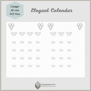 Elegant calendar [open style, cube art] two pages A5 size PDF files